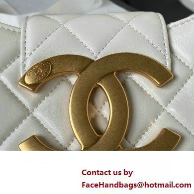 Chanel Lambskin  &  Gold-Tone Metal large Messenger Bag AS4610 white 2024